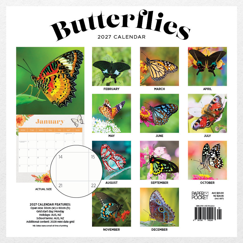 Butterflies Calendar 2027