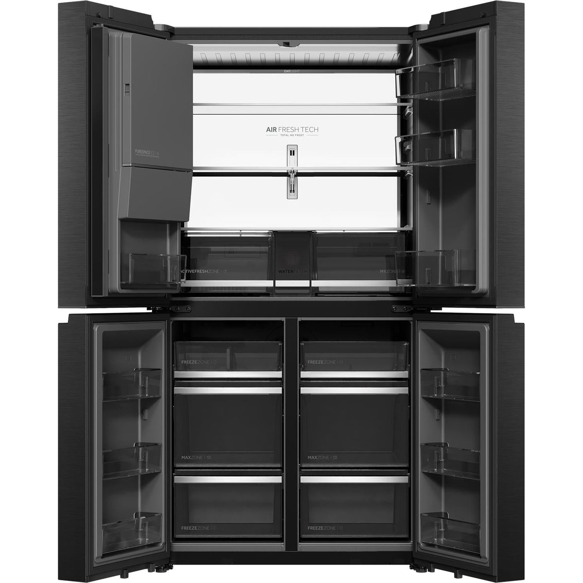 Haier HRF690YZC 624L Quad Door Fridge (Black)