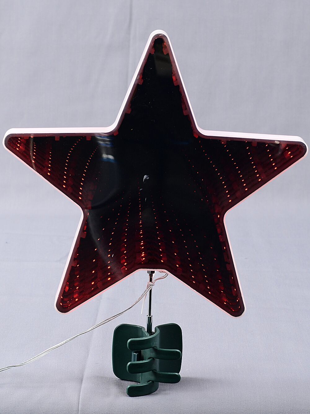 Large Red LED Infinity Mirror Star Christmas Tree Topper 25cm