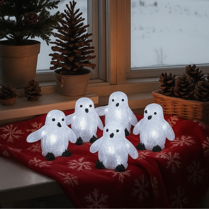 Lexi Lighting Acrylic Baby Penguins Christmas Lights Set of 5