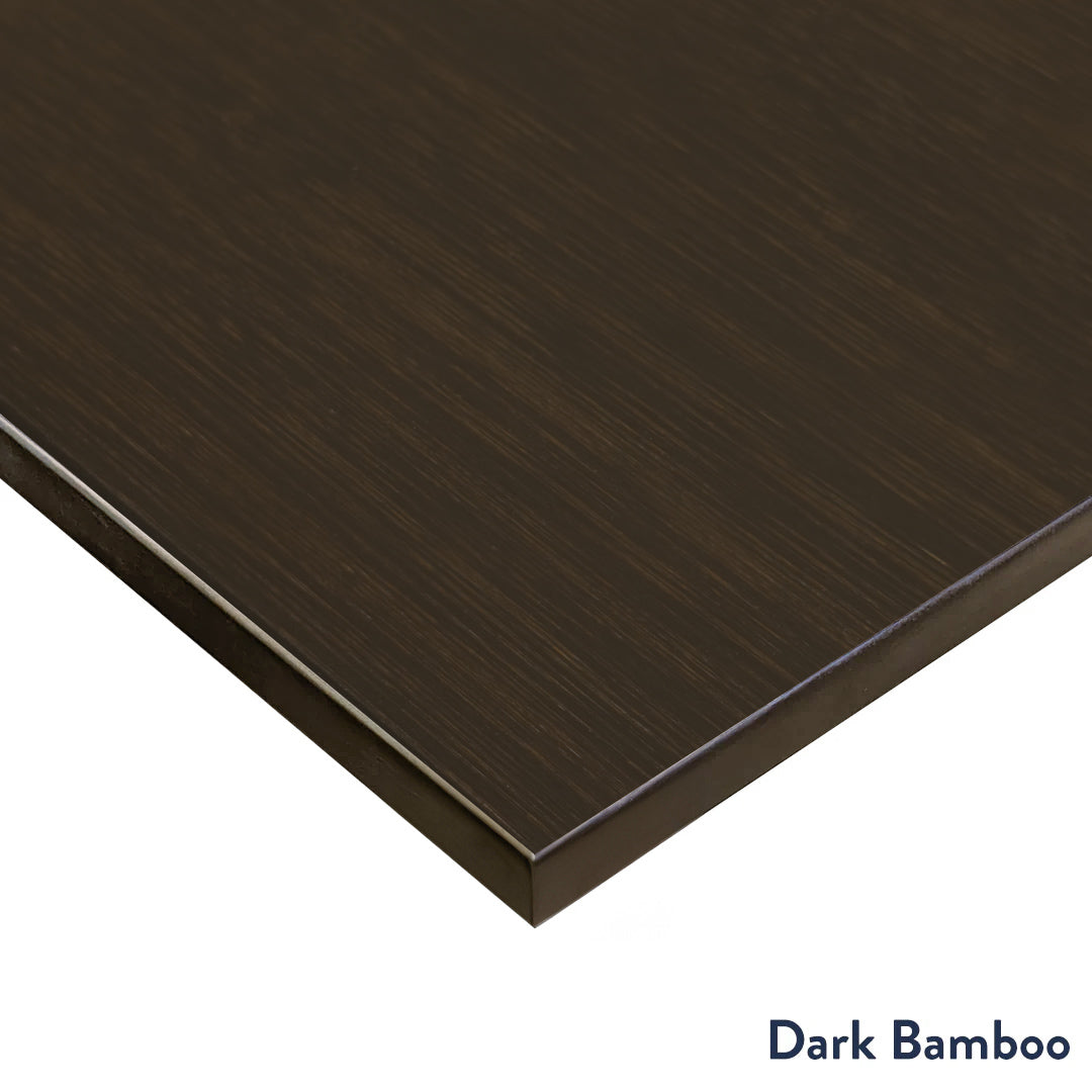 Desky Dark Bamboo L-Shape Sit Stand Desk 180 x 175 cm and Space Grey Leg