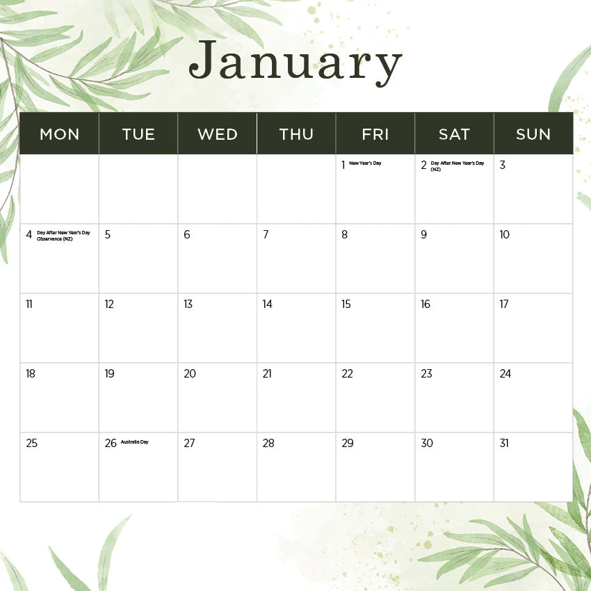 Our Australia Flowers Calendar 2027