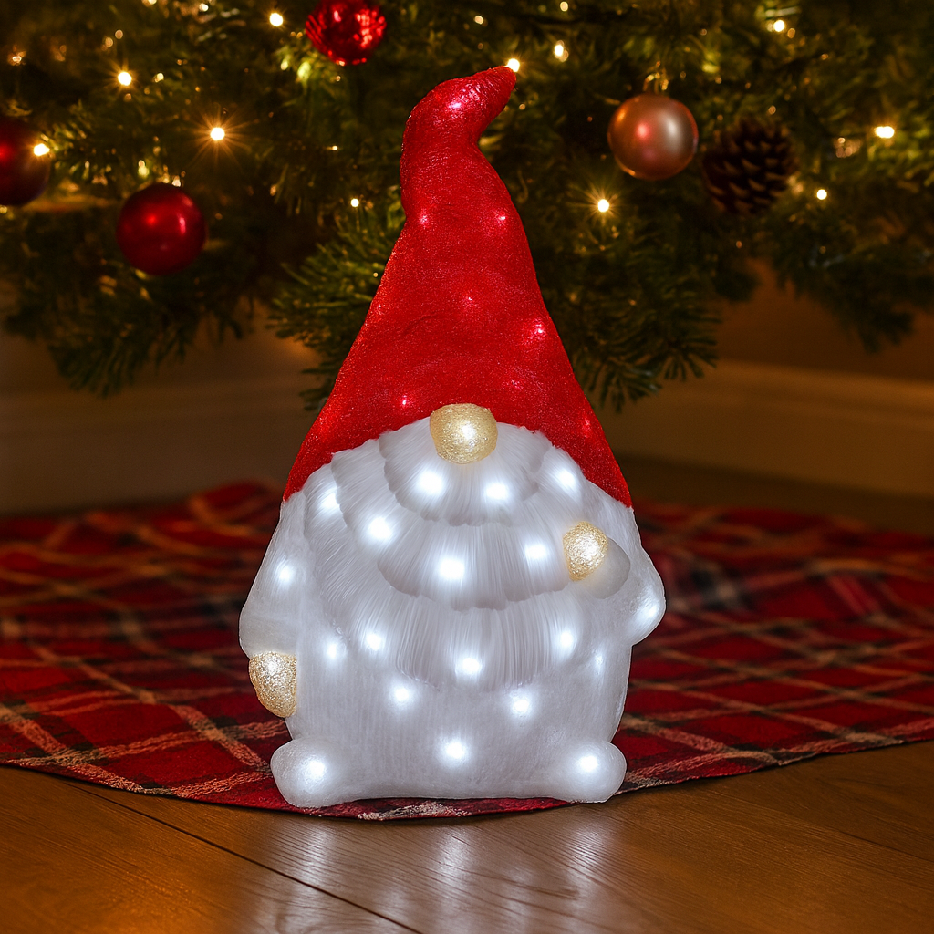 Lexi Lighting Acrylic Red Santa Gonk Christmas Lights