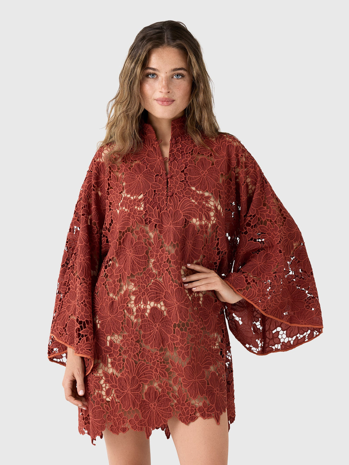La Vie Women's Autumn Floral Mini Caftan