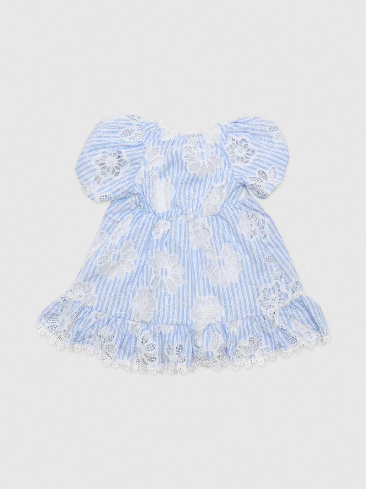 Hannah Banana Girls' Stripe Eyelet Bubble Sleeve Dress