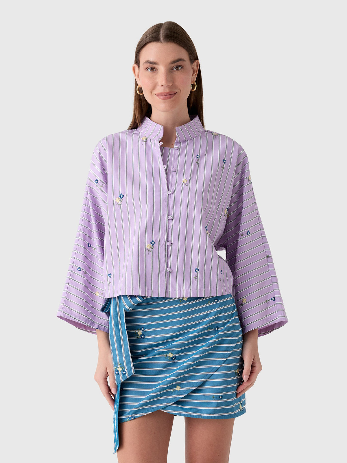 La Vie Women's Bouquet Striped Everyday Shirt