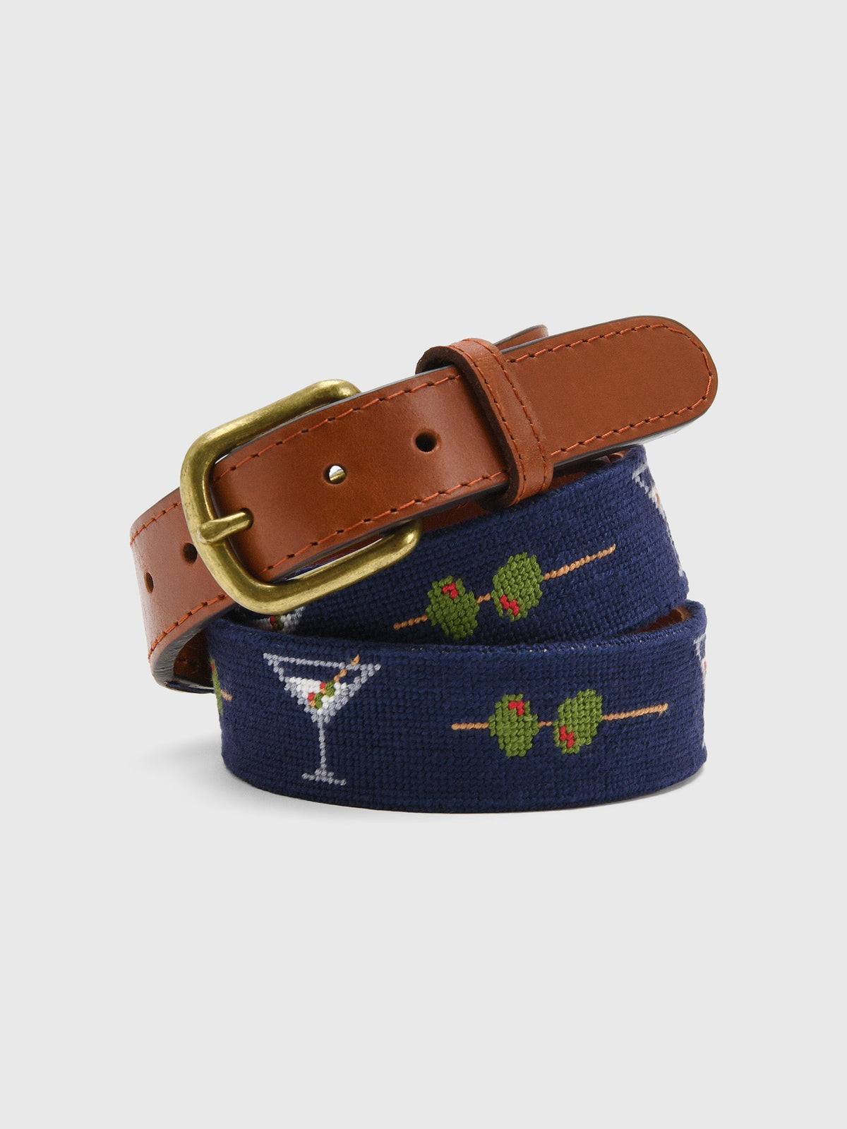 Smathers & Branson Men's Dirty Martini Needlepoint Belt