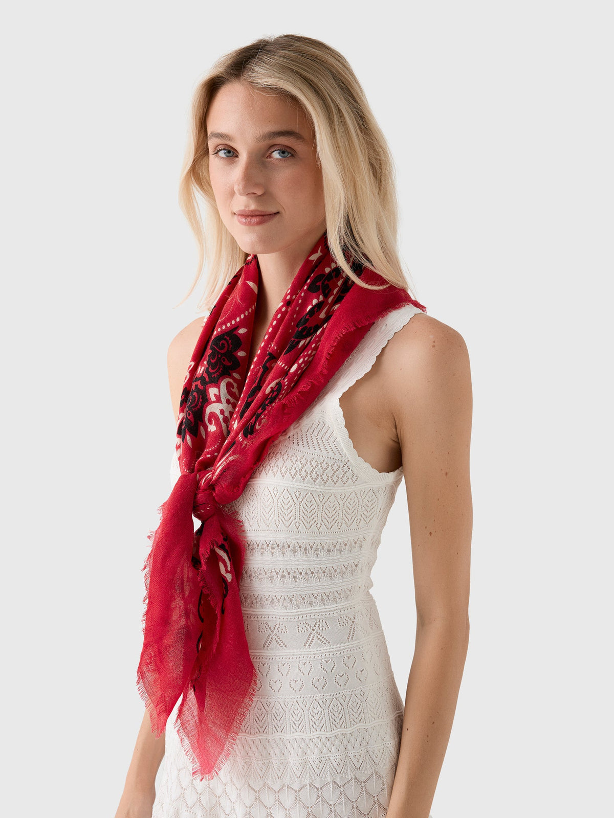 Maison Lecomte Flament Bandana Wool Silk Scarf