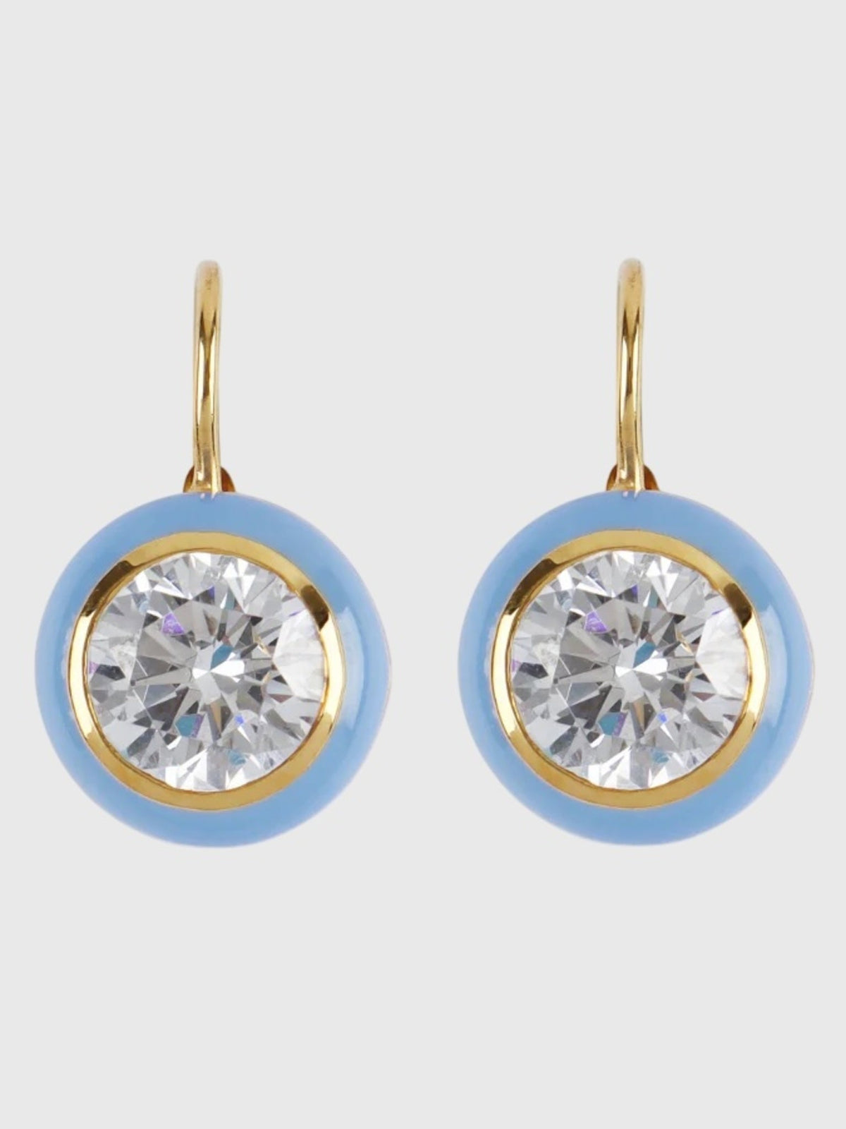 Hart Blue Enamel Bezel Drop Earrings