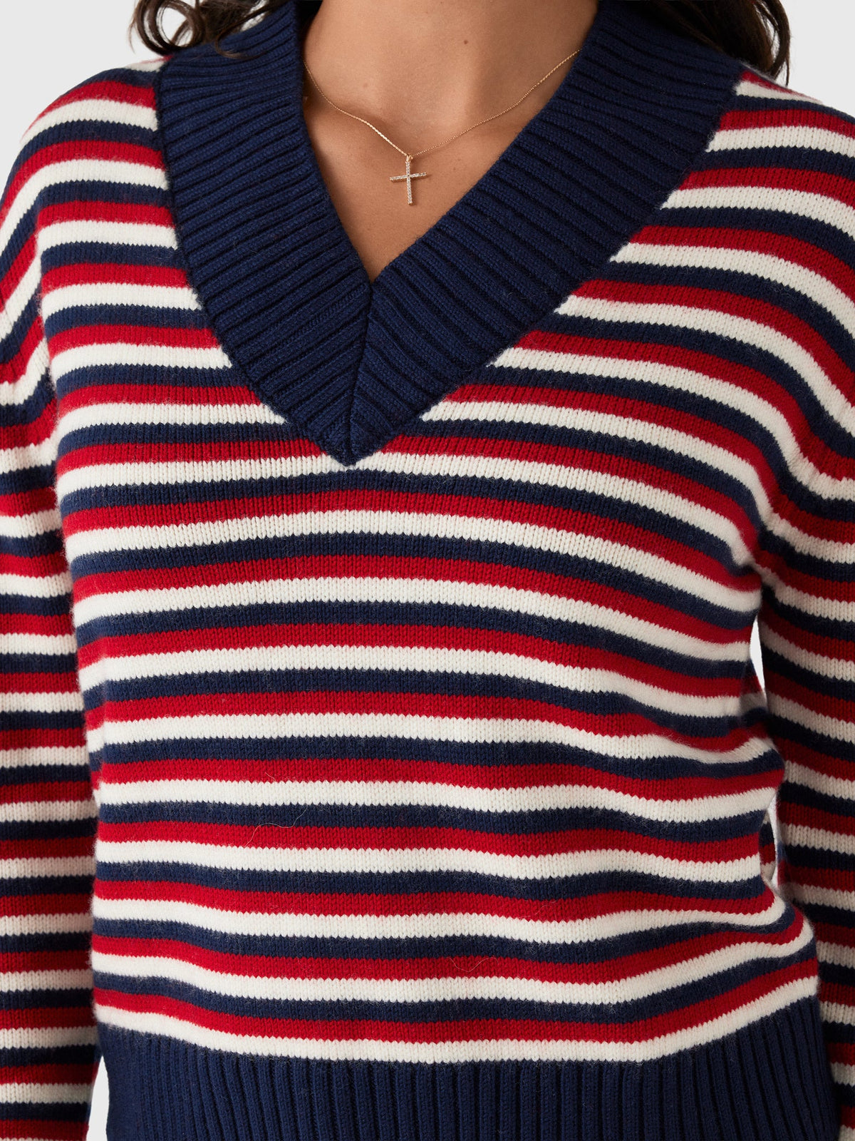 Rosie Assoulin Women's Striped V-Neck Sweater