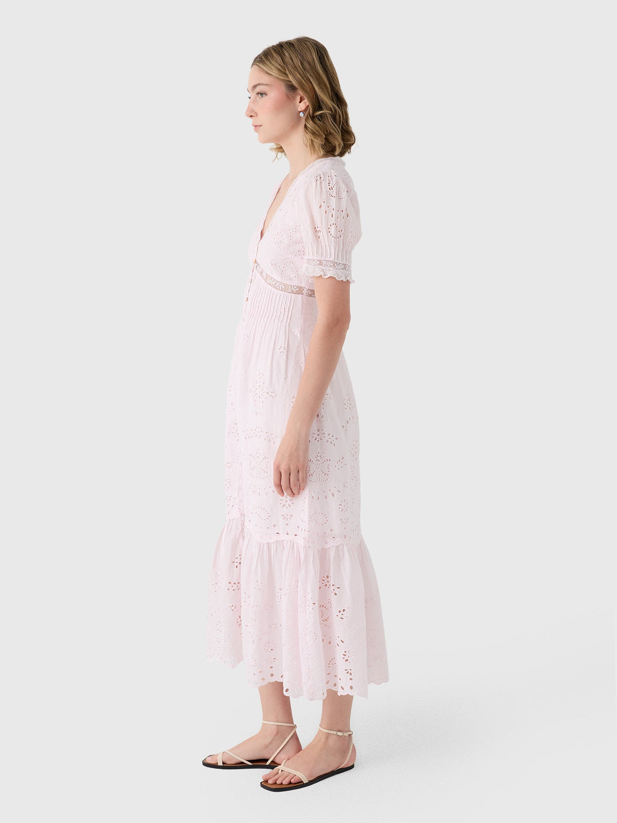 LoveShackFancy Women's Tarragon Cotton Bandana Eyelet Midi Dress