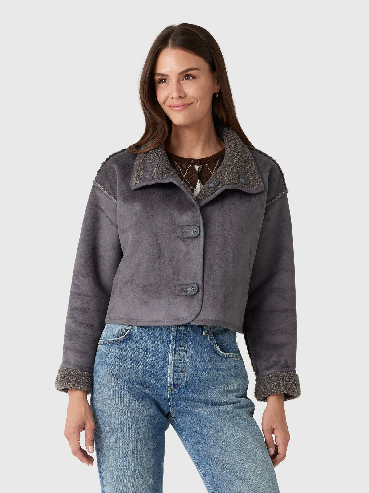 Velvet Women's Esme Sherpa Reversible Cropped Jacket