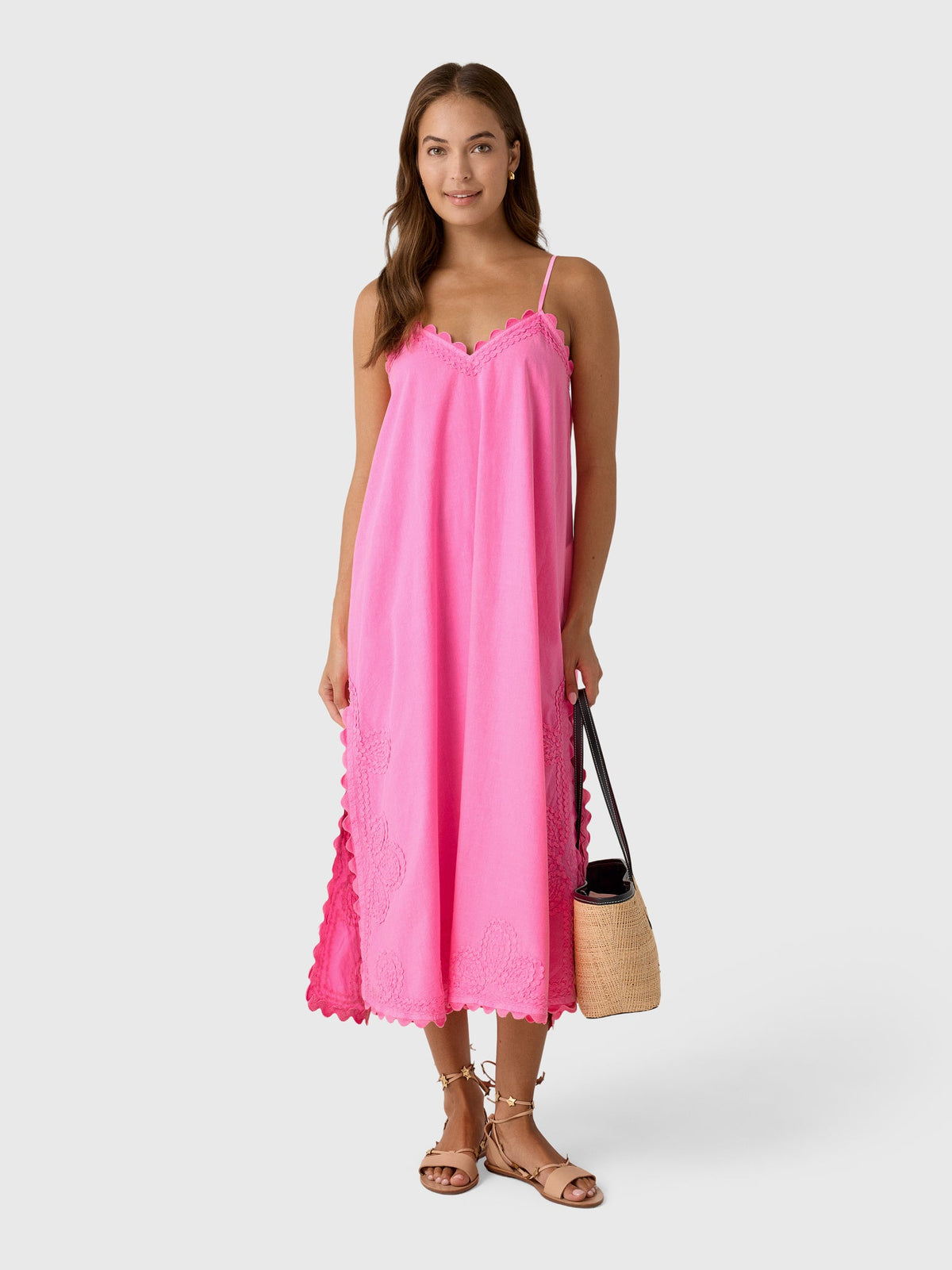 Juliet Dunn Women's Ric Rac Embroidered Slip Dress