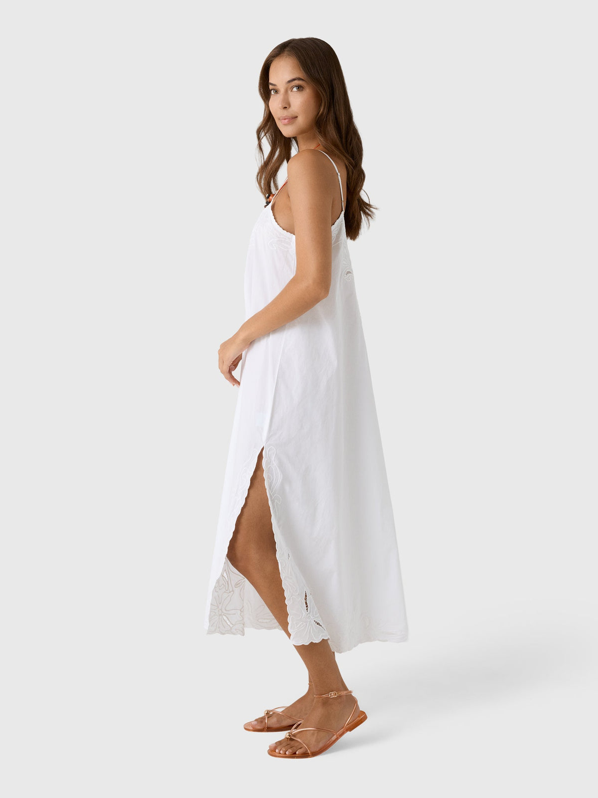 Juliet Dunn Women's Cutwork Embroidered Slip Dress