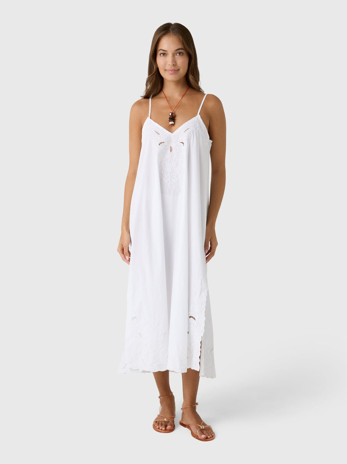 Juliet Dunn Women's Cutwork Embroidered Slip Dress