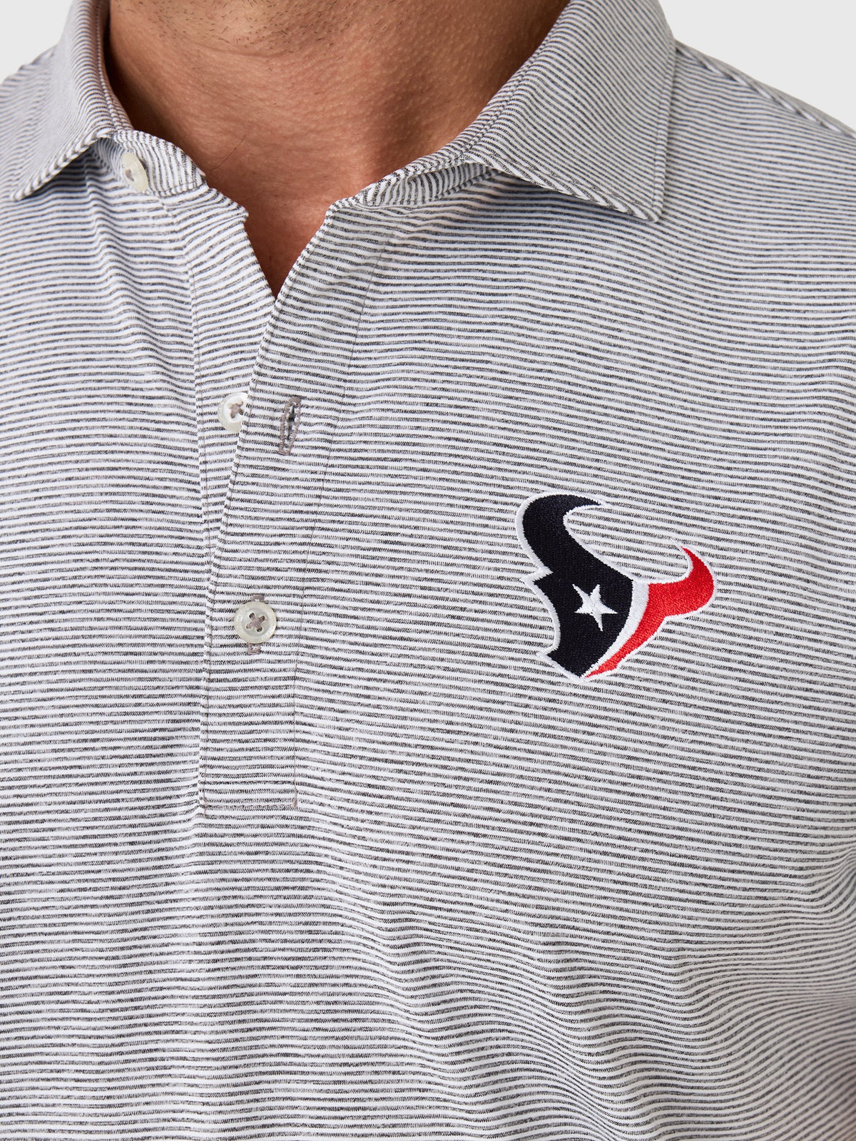 Johnnie-O Men's Houston Texans Lyndonn Striped Performance Jersey Polo
