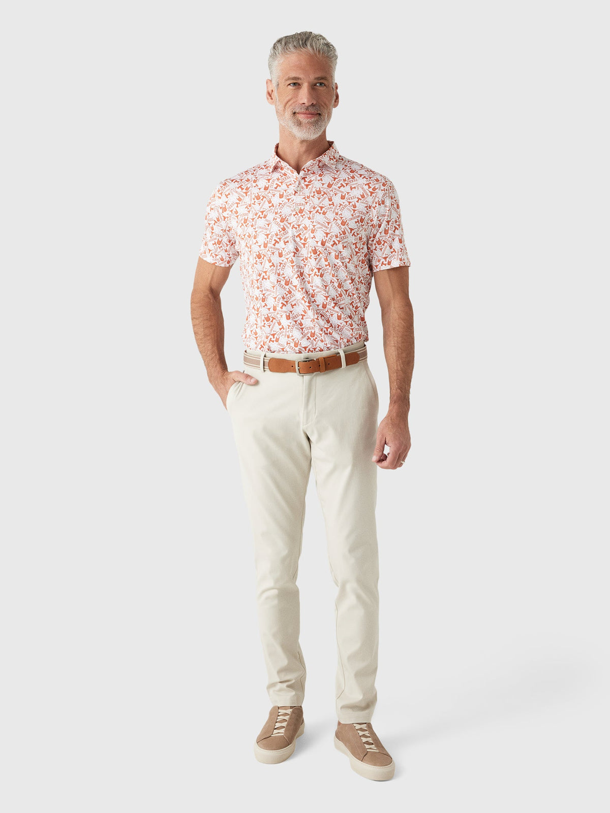 Johnnie-O Men's University of Texas Galvin Performance Jersey Printed Polo
