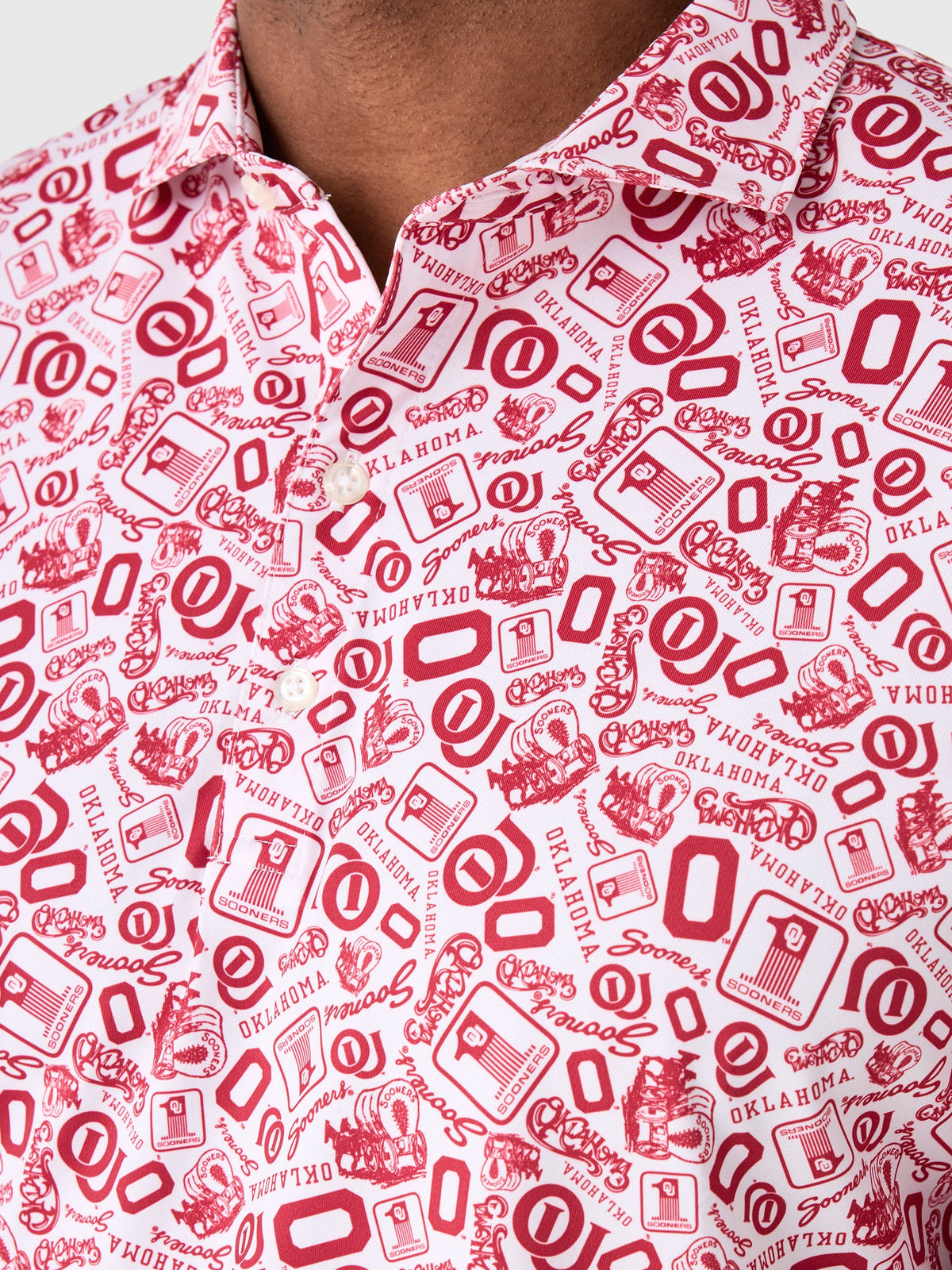 Johnnie-O Men's University of Oklahoma Galvin Performance Jersey Printed Polo