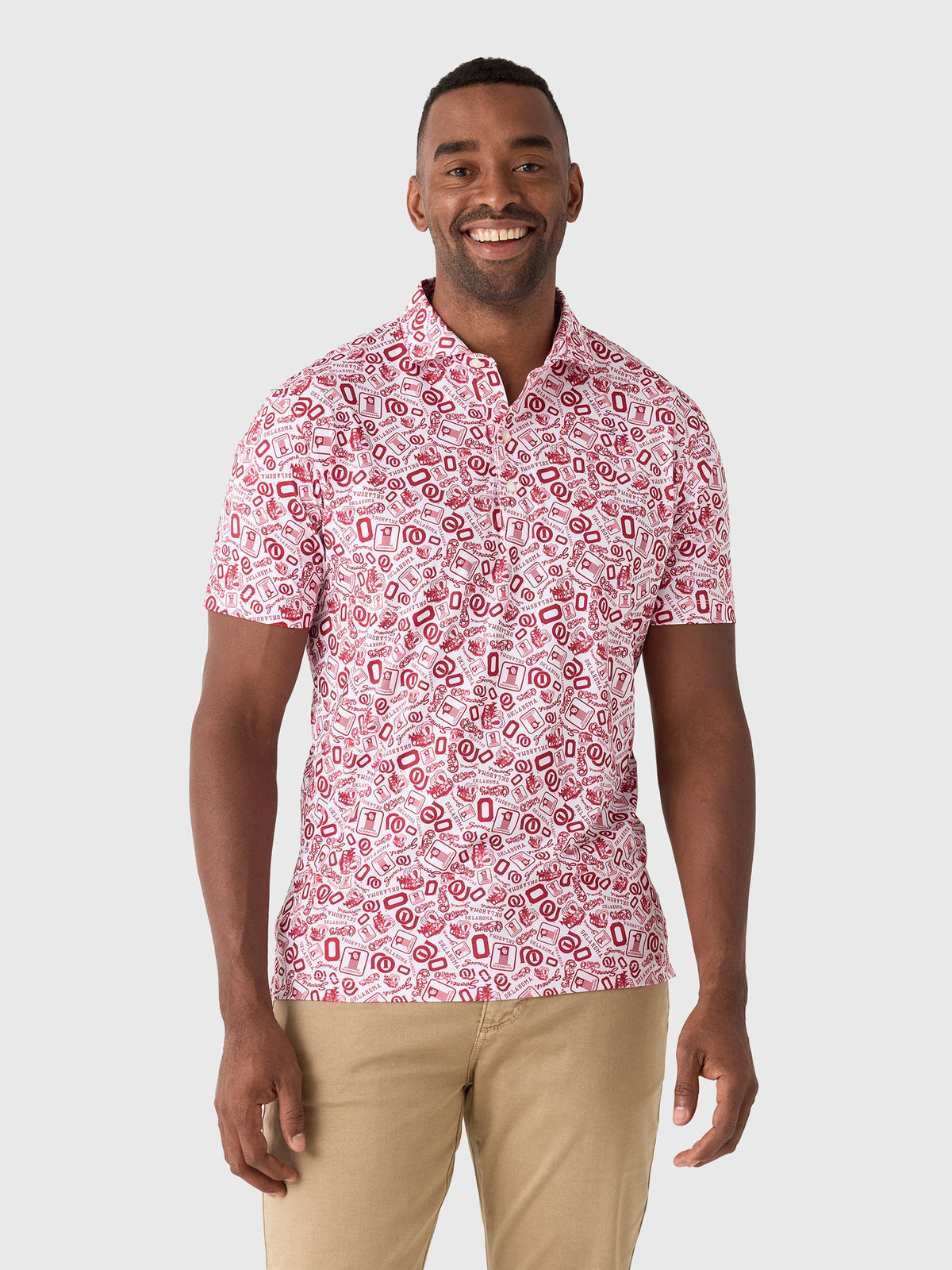 Johnnie-O Men's University of Oklahoma Galvin Performance Jersey Printed Polo