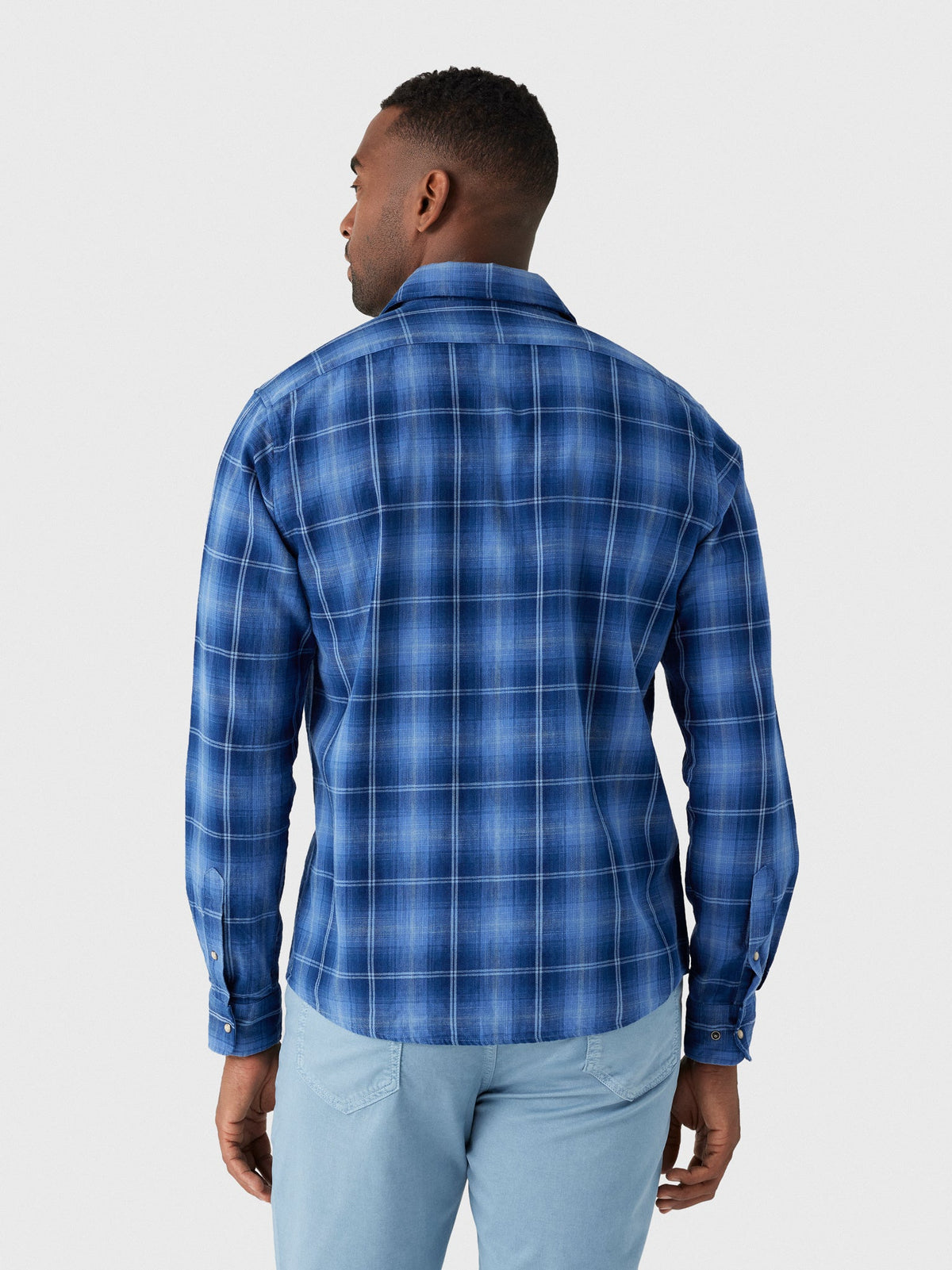 Johnnie-O Men's Snap Indigo Plaid Button-Down Shirt