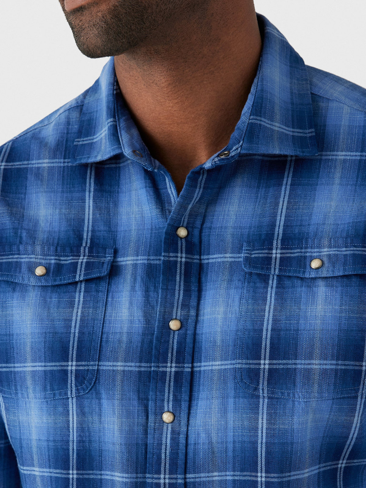 Johnnie-O Men's Snap Indigo Plaid Button-Down Shirt