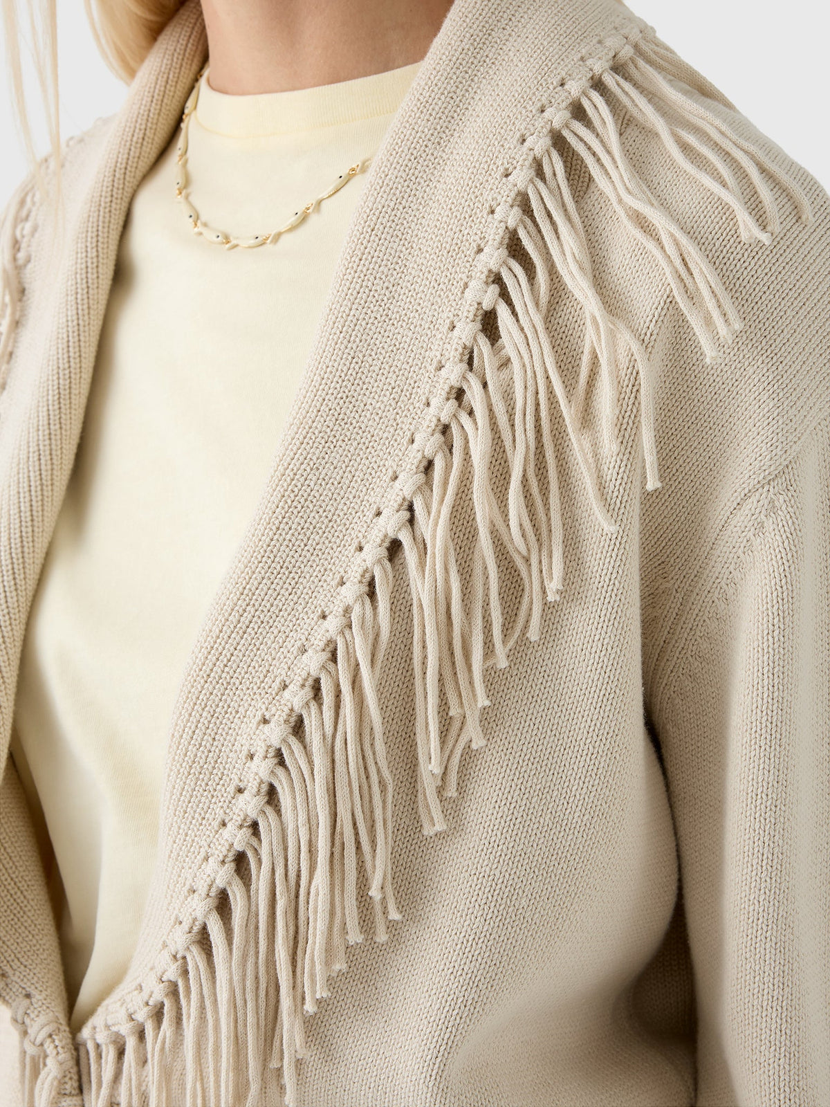 Kerri Rosenthal Women's Fringe Shawl Collar Cardigan
