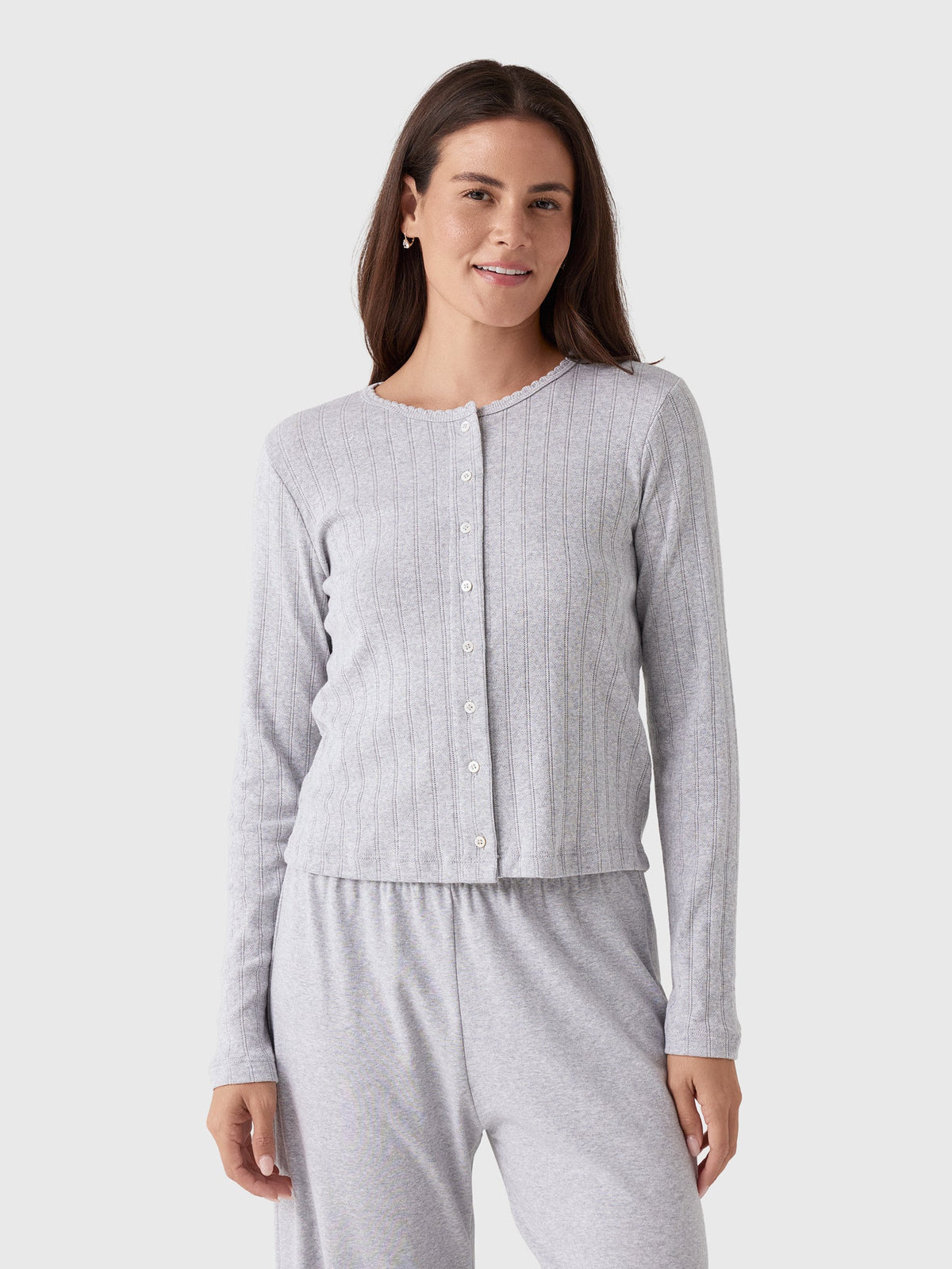 Leset Women's Pointelle Classic Cardigan II