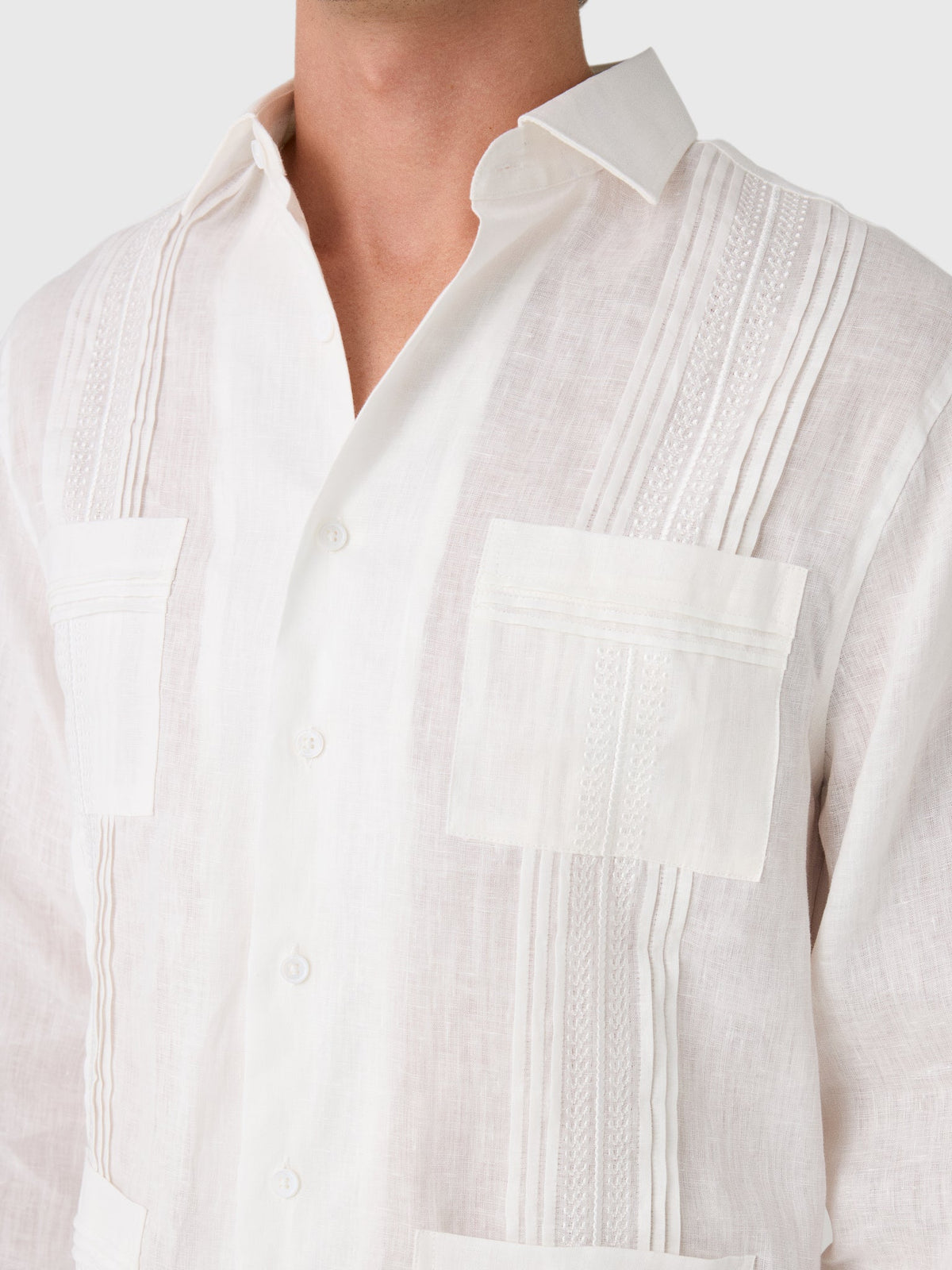 Centuria Men's Long Sleeve Linen Guayabera Shirt