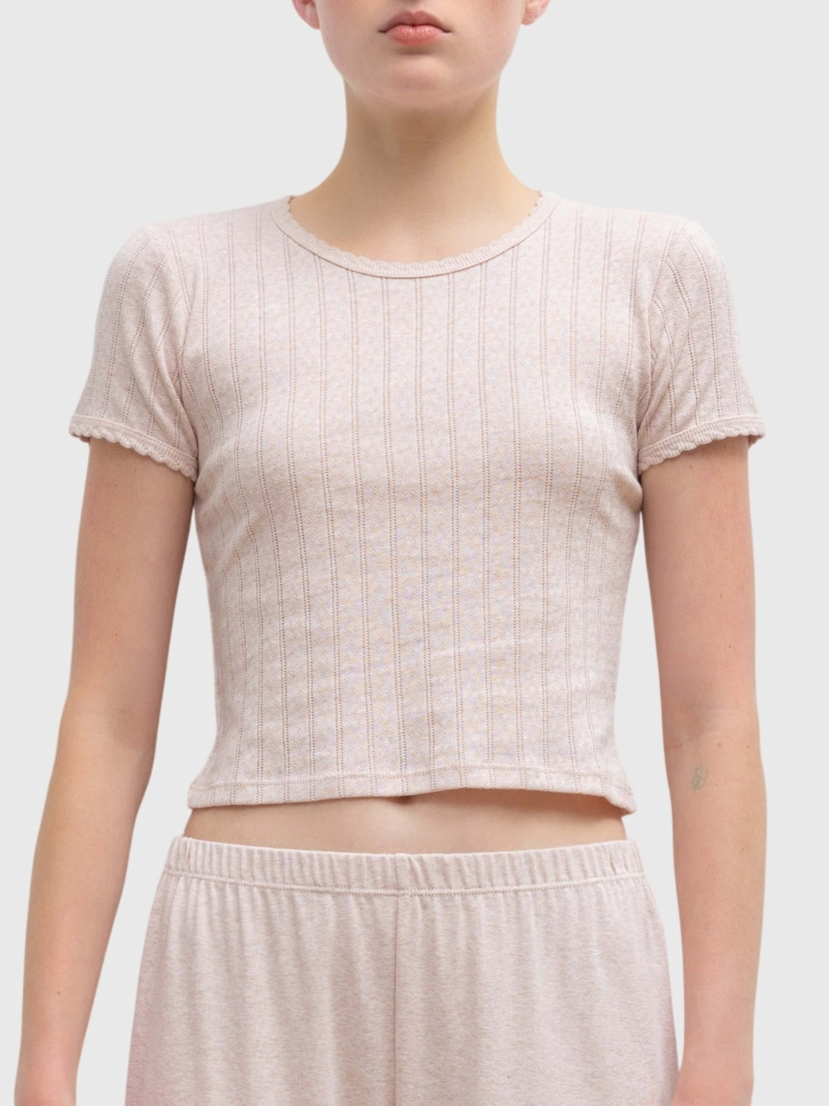 Leset Women's Pointelle Baby Tee