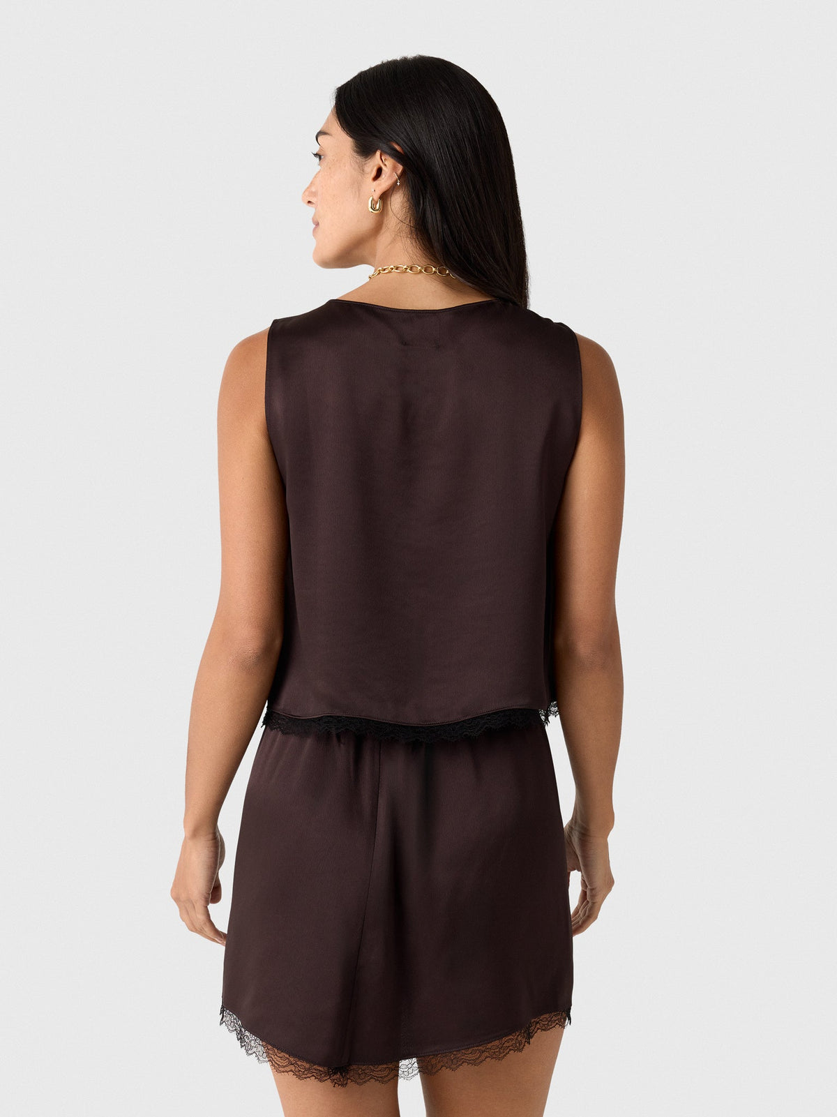Leset Women's Barb Lace Crop Sleeveless Crew