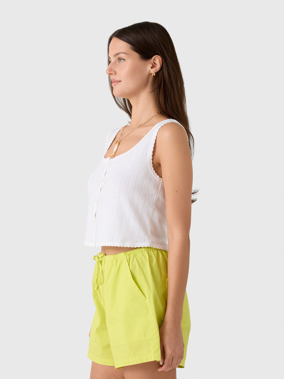 Leset Women's Pointelle Button Down Tank