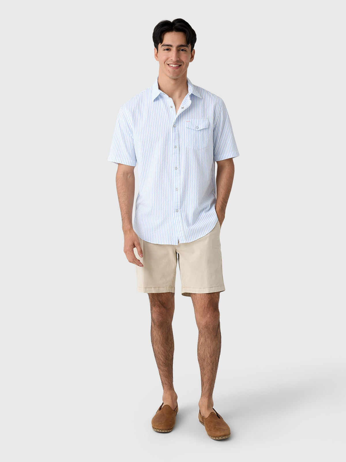 Criquet Men's Seersucker Pearl Snap Shirt