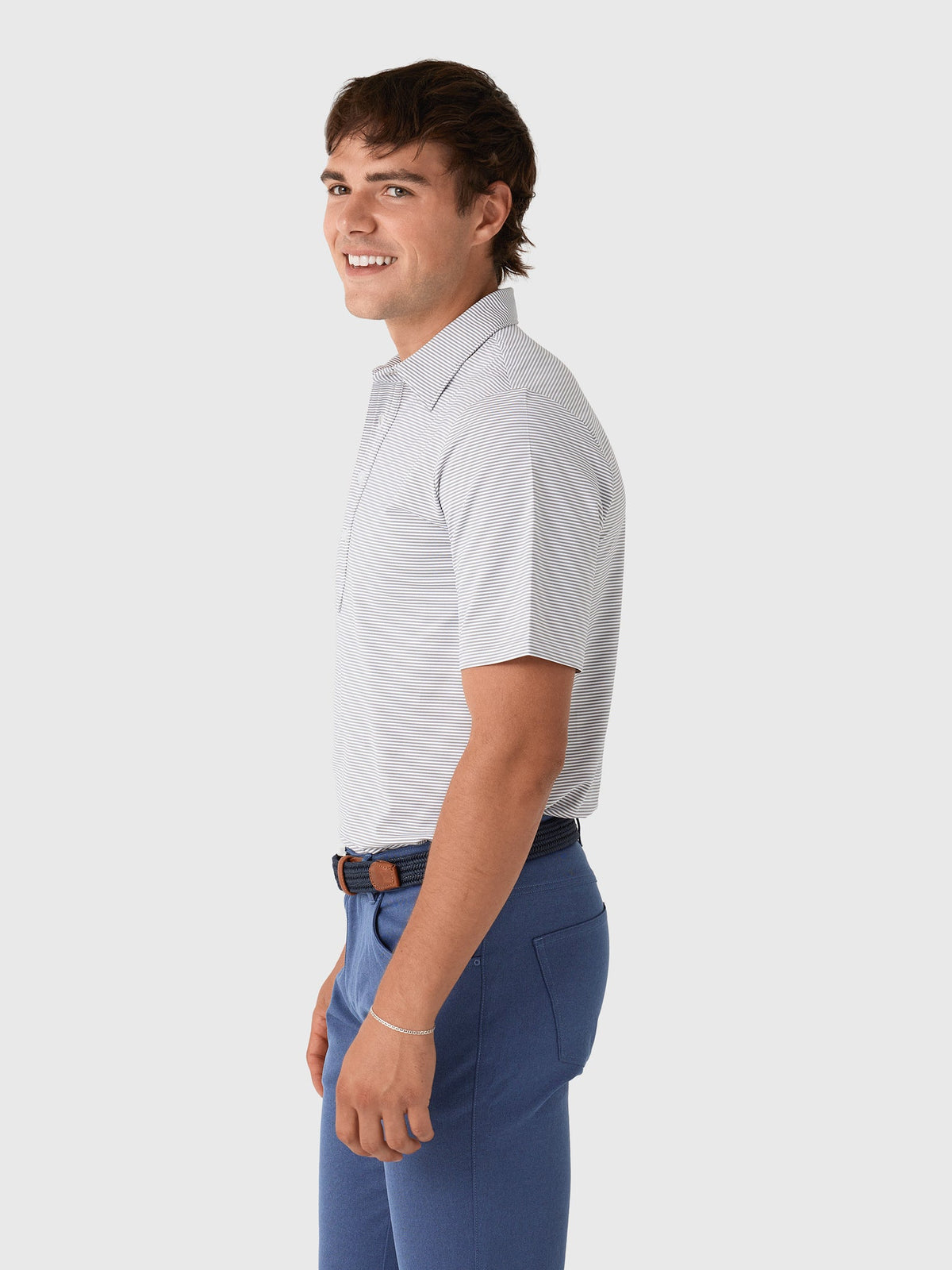 Criquet Men's Hobby Stripe Performance Sport Range Polo