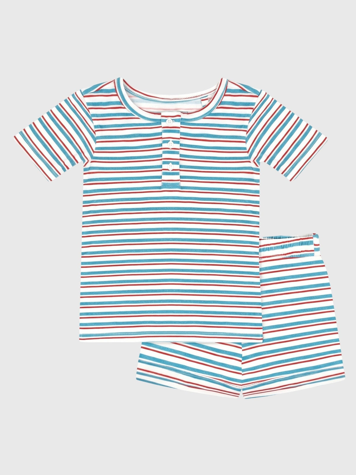 Minnow Kids' Unisex Jetty Stripe Shirt & Short Pajama Set