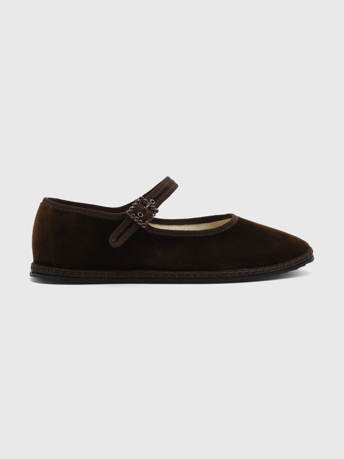 Vibi Venezia Women's Mary Jane Velvet Swarovski Buckle Flat