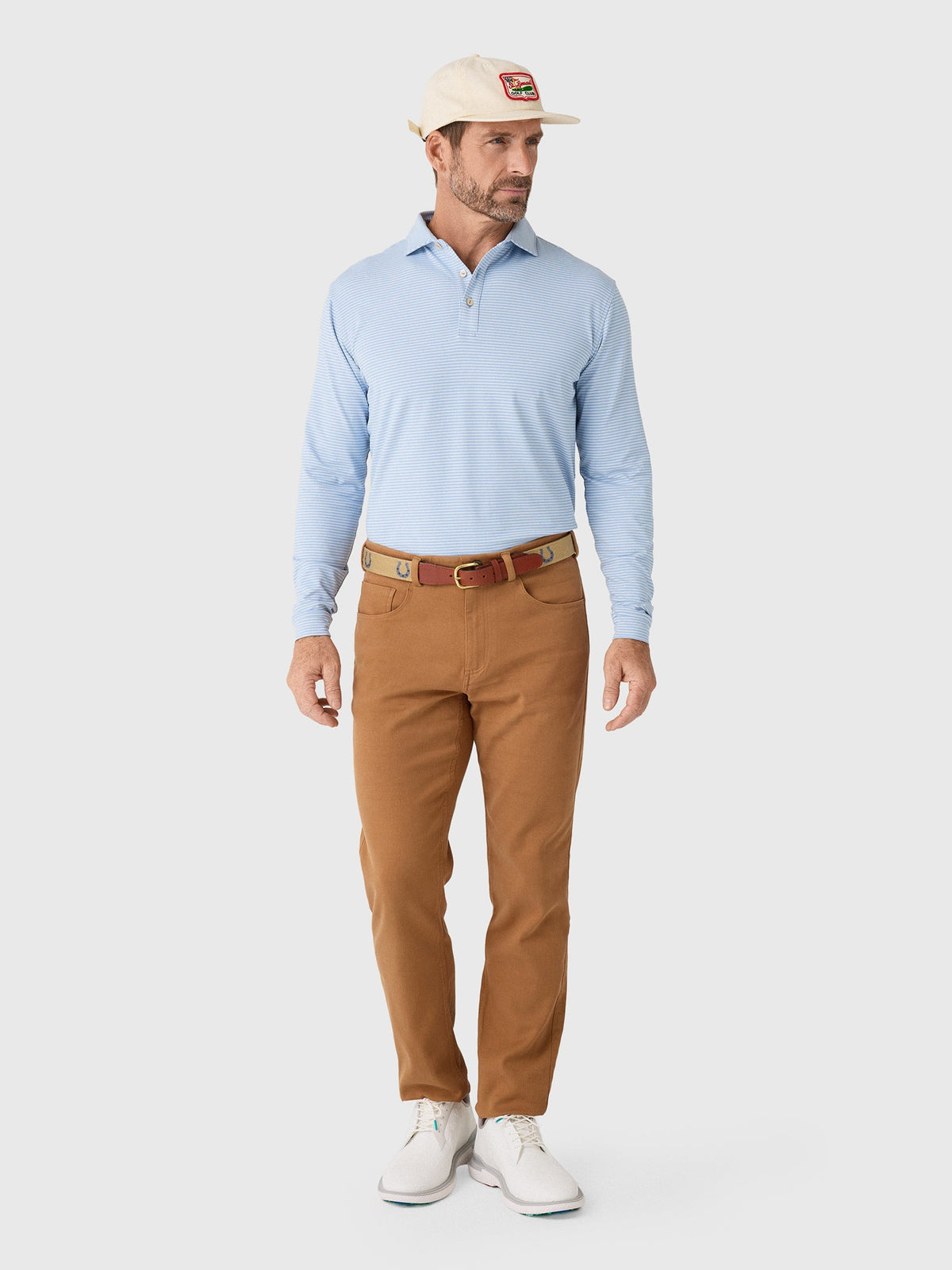 Peter Millar Crown Sport Men's Lyons Stripe Long-Sleeve Performance Jersey Polo