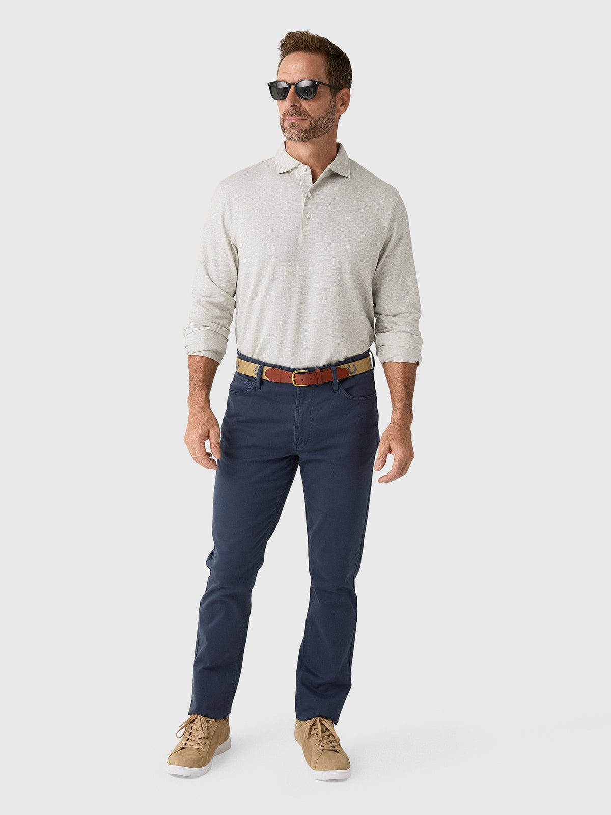 Peter Millar Crown Men's Herringbone Long Sleeve Polo