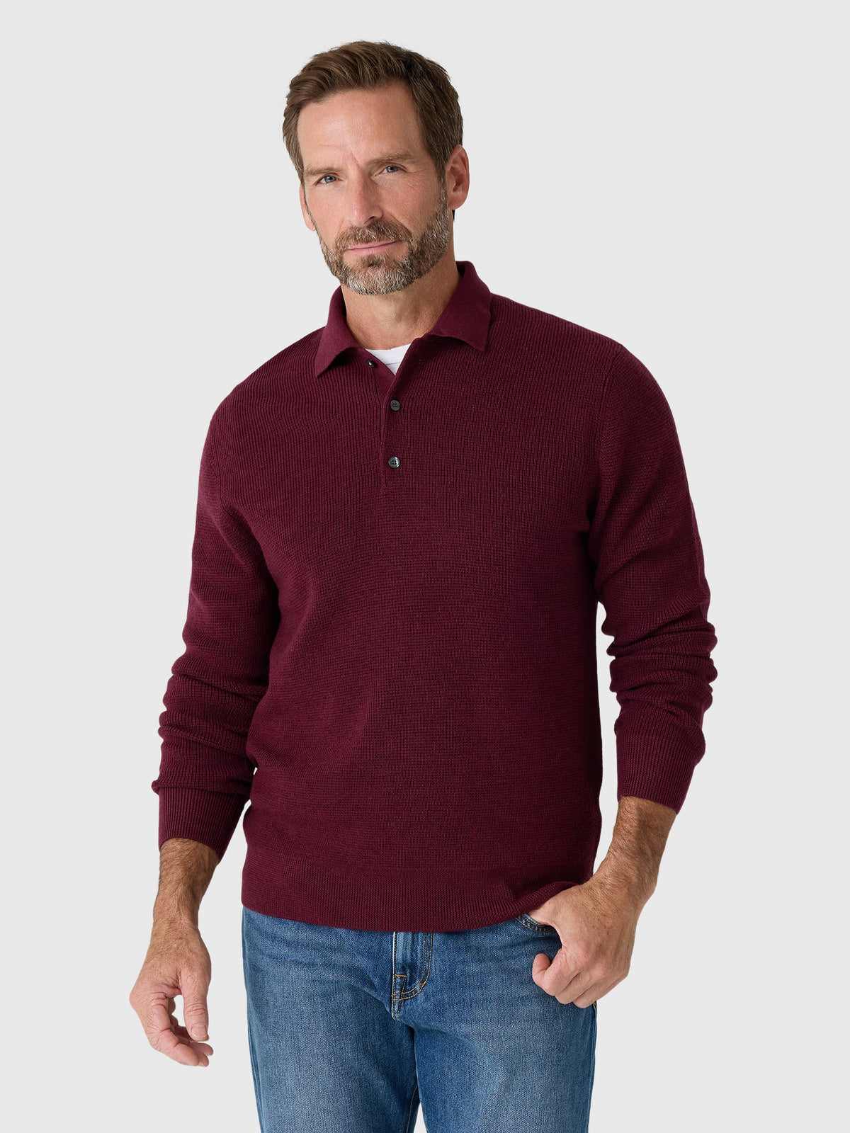 Greyson Men's Saratoga Waffle Stitch Sweater Polo