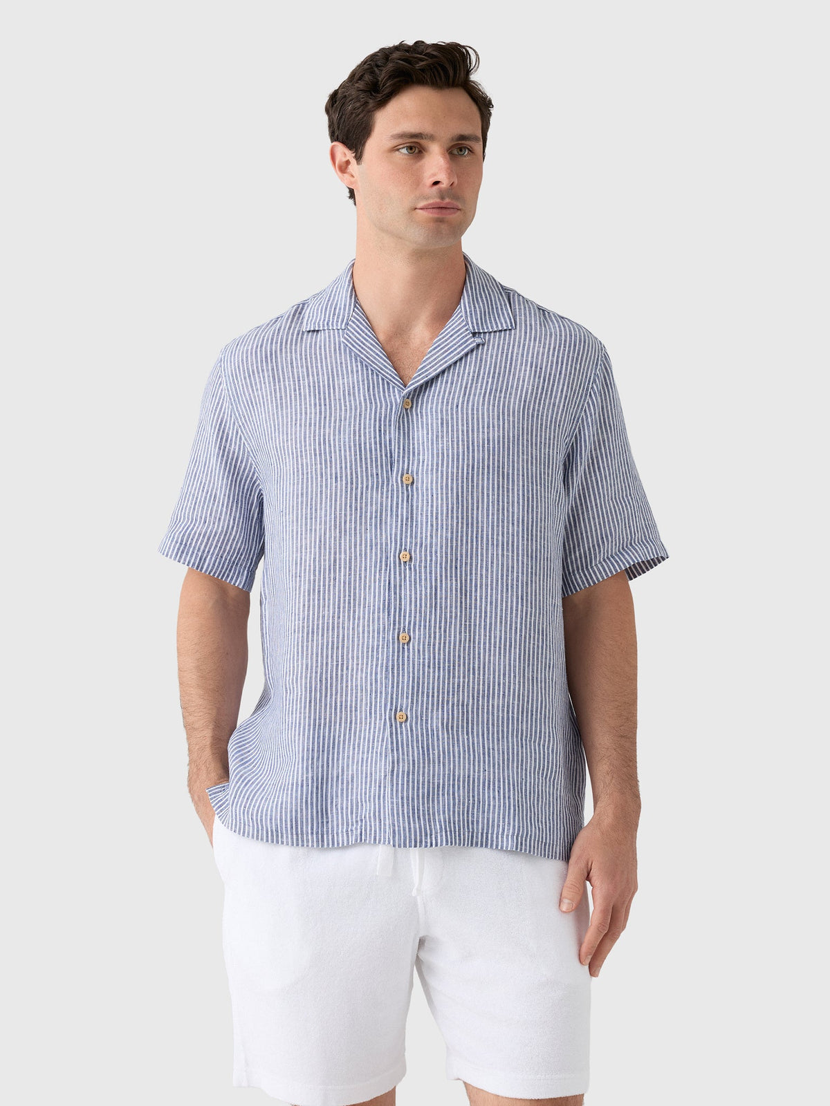 Faherty Brand Men's Short-Sleeve Laguna Linen Camp Shirt