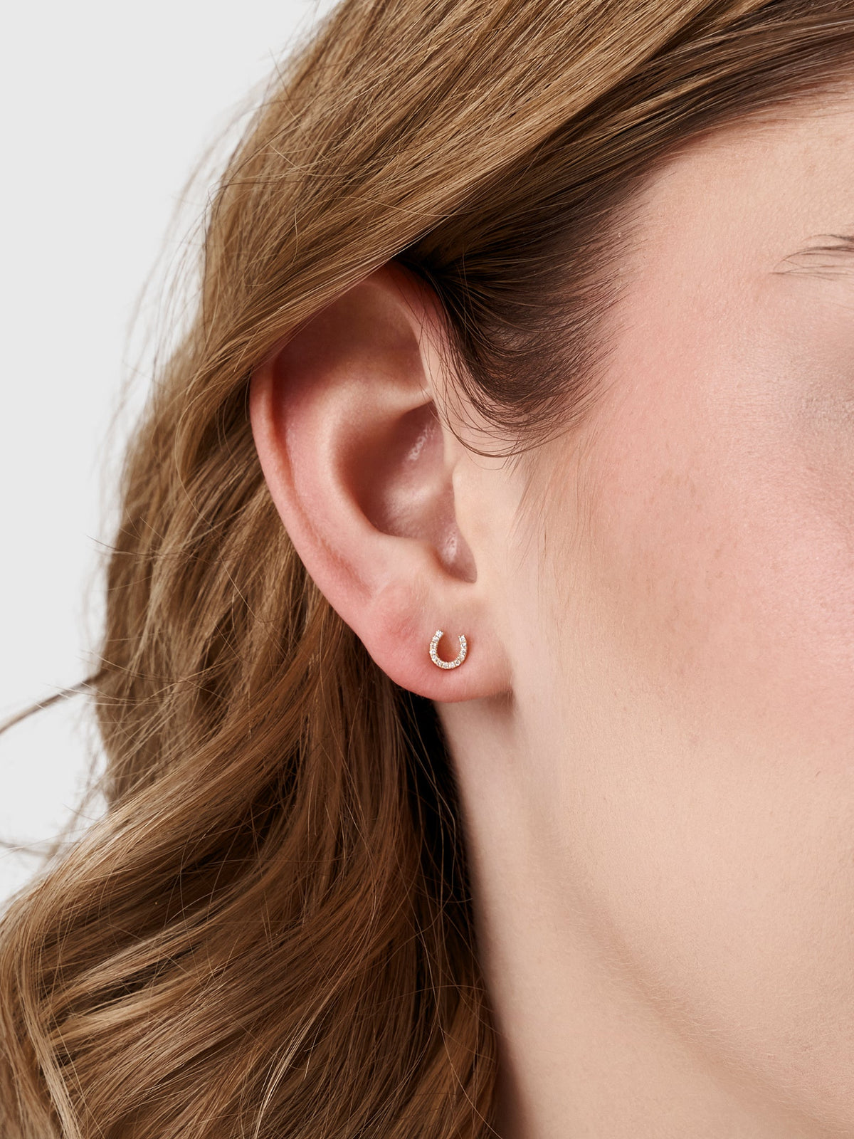 Francie B. Mini Horseshoe Diamond Stud Earrings