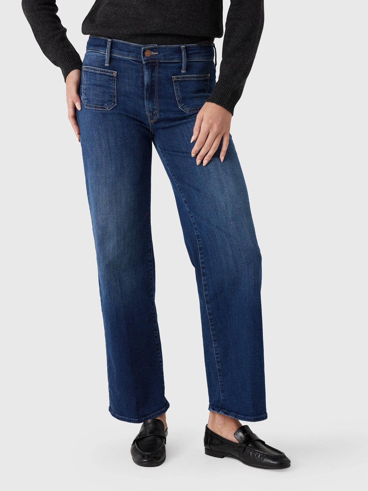 Mother Women's Petites The Lil' Patch Pocket Mid Rise Maven Sneak Jean