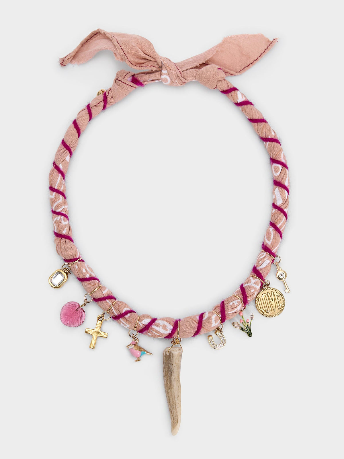 Bandana Moon Twisted Pink Bandana Necklace