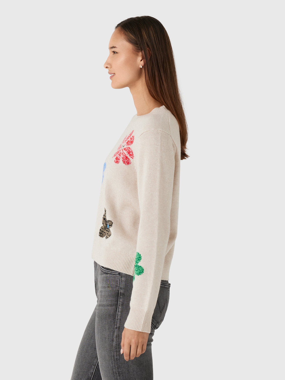 Jumper 1234 Women's Twisted Floral Crew Sweater