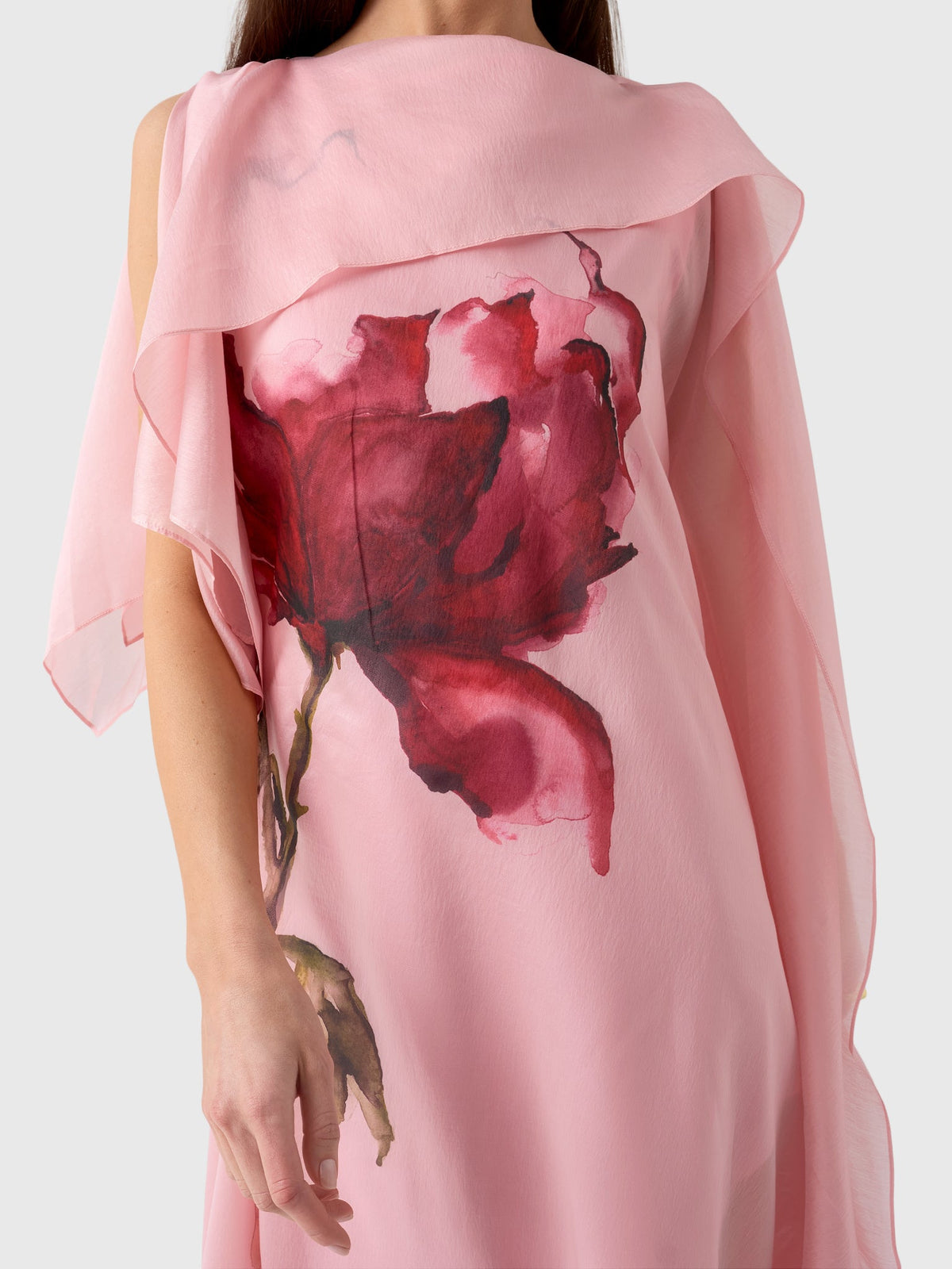 Marques Almeida Women's Watercolor Flower Scarf Drape Midi Dress