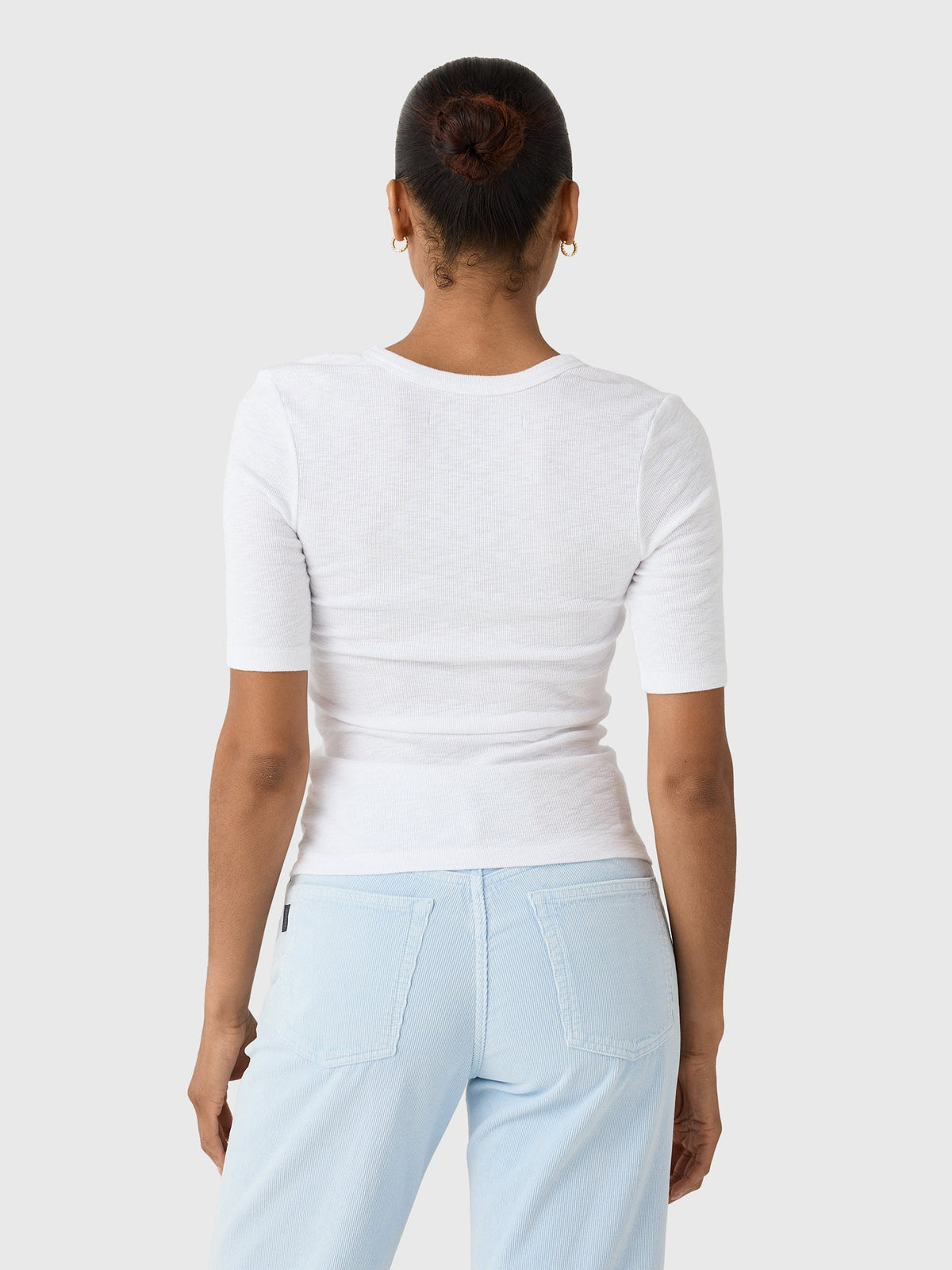 Enza Costa Women's Textured Knit Half Sleeve U-Neck Tee