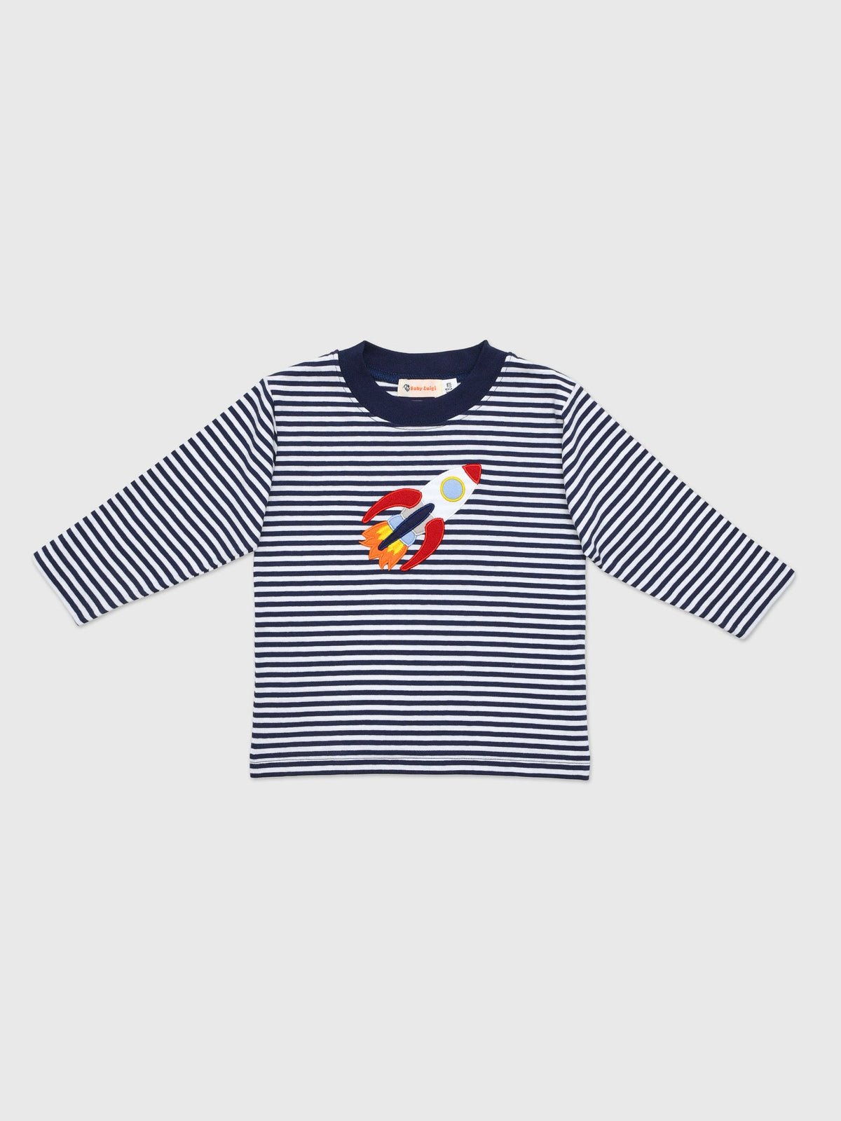 Luigi Boys' Rocketship Stripe Long Sleeve T-Shirt