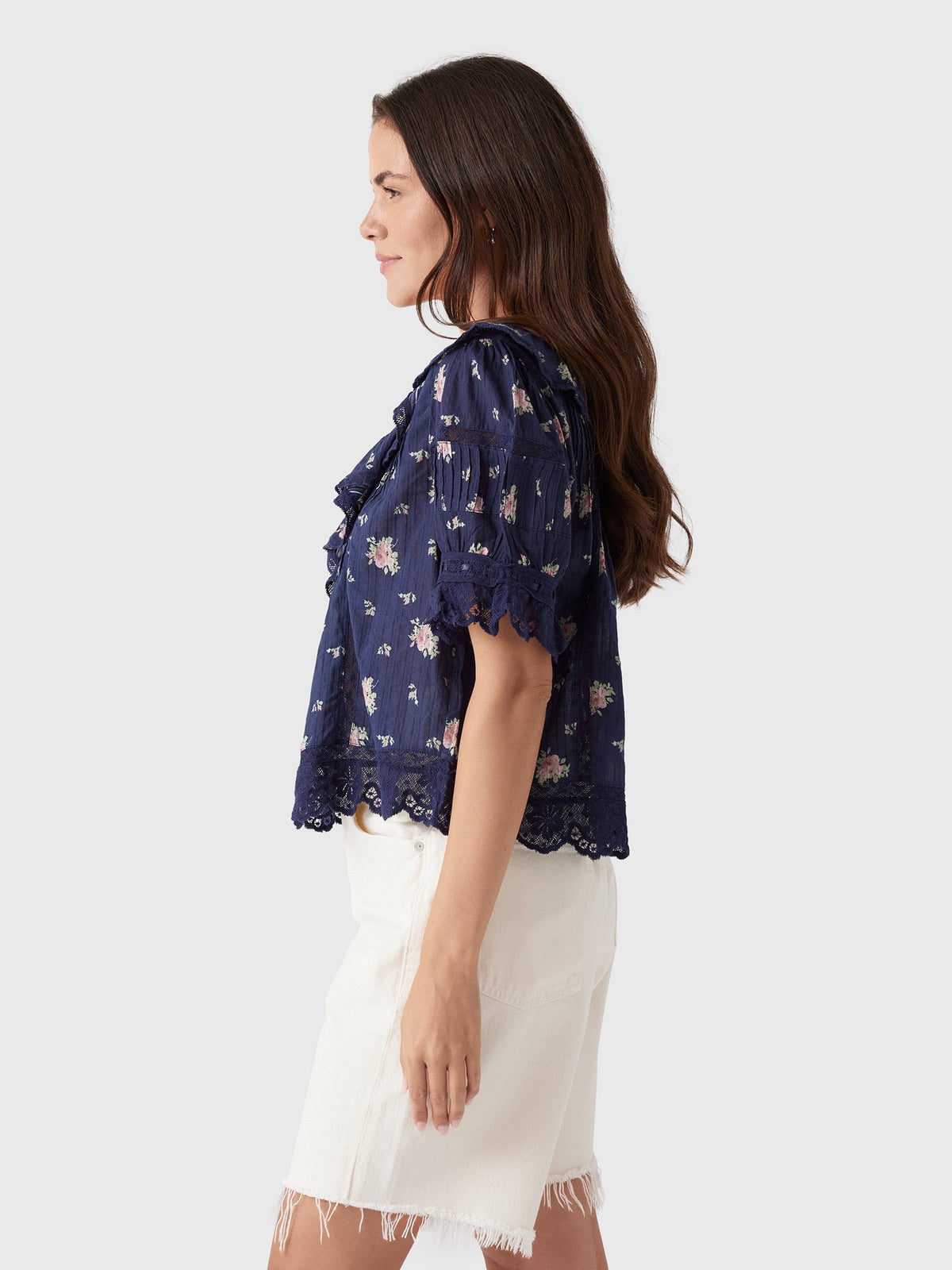 LoveShackFancy Women's Romilly Floral Cotton Blouse