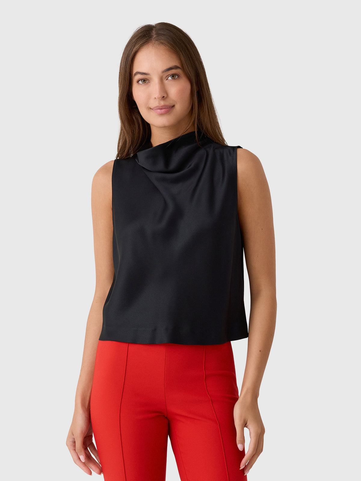 Vince Women's Satin Cropped Cowl-Neck Top