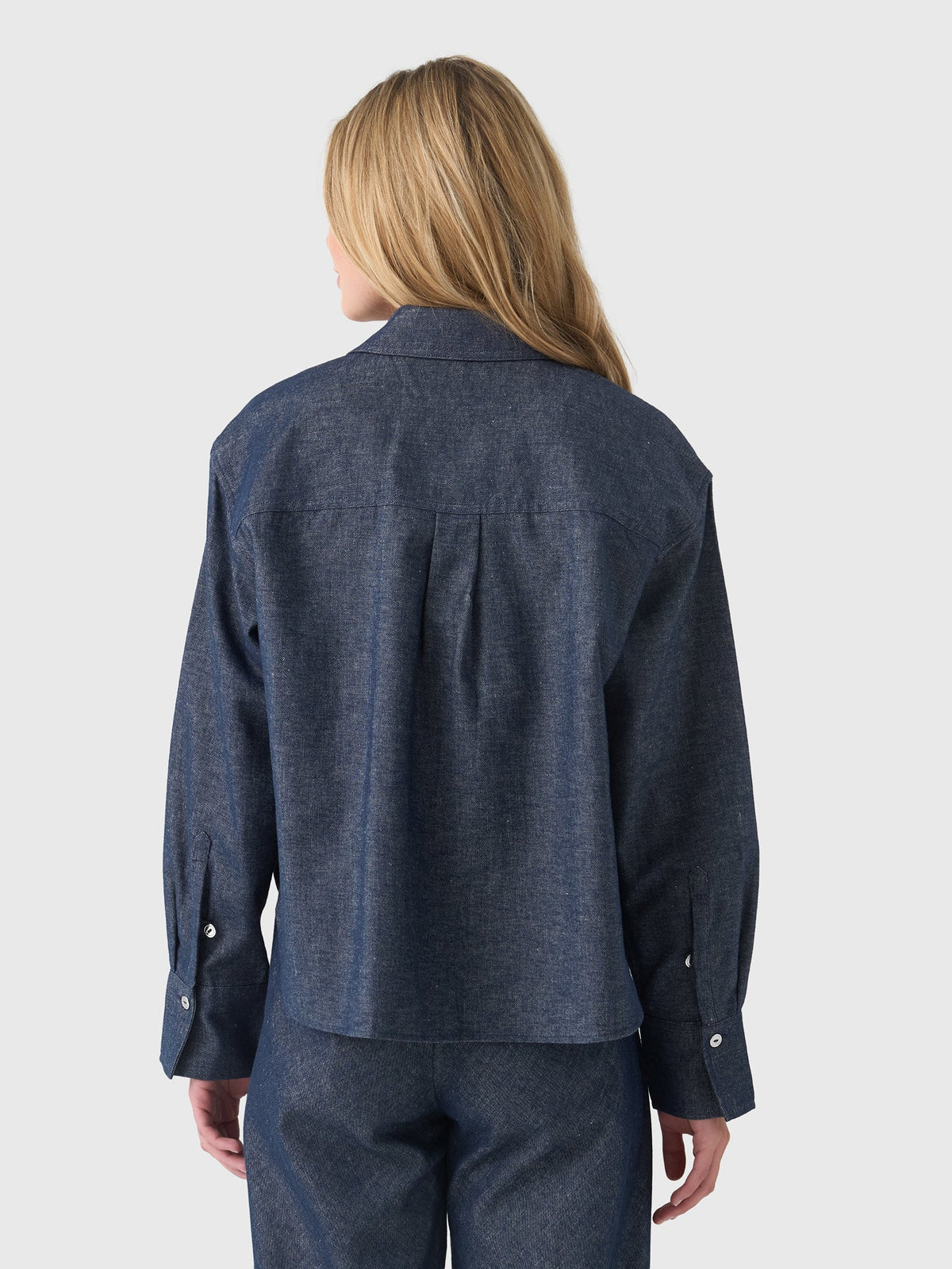 Vince Women's Cotton-Linen Chambray Cropped Button-Front Shirt