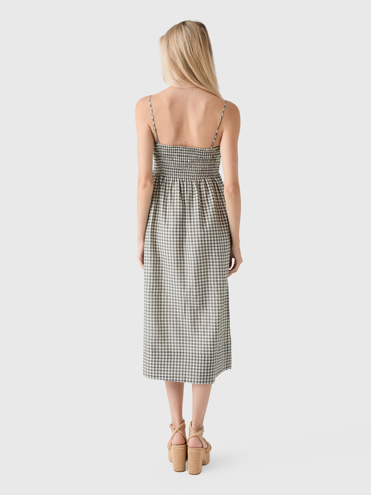 Vince Women's Gingham Cotton-Silk Tie Smocked Dress